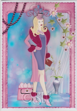 Fashionista! Posh Shop Card Front and Decoupage by Susan Cummings