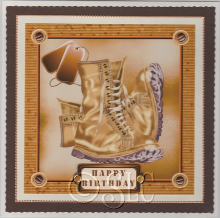 Army Boots Card Front by Susan Cummings