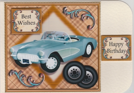Blue Corvette Square Topper Various Occasions by Susan Cummings