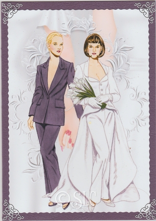 Bride and Bride Wedding Decoupage Purple Suit by Susan Cummings