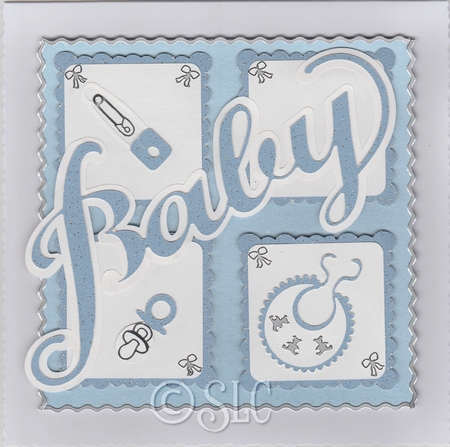 Square topper for new baby card by Susan Cummings
