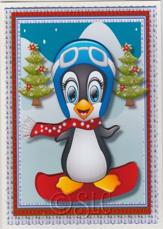 Lovely A5 Ski- Board Penguin  by Susan Cummings