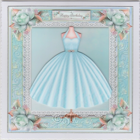 Beautiful Aqua Dress 8x8 by Susan Cummings