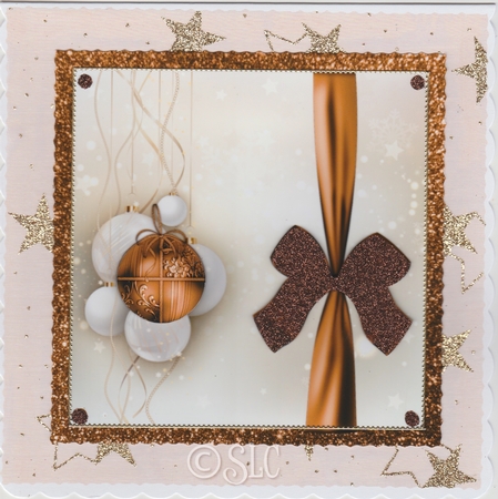 Chocolate Bauble and Bow Christmas Card by Susan Cummings