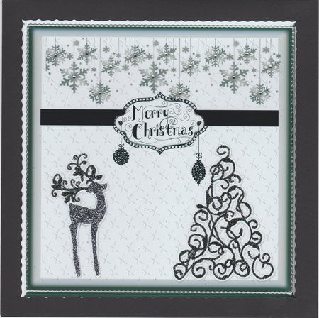 Monochrome Snowflakes, Reindeer and Tree by Susan Cummings