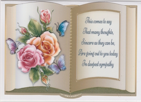 Beautiful Colourful Roses Sympathy Open Book by Susan Cummings