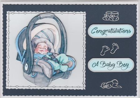 New Baby Decoupage - Car Seat - Blue by Susan Cummings