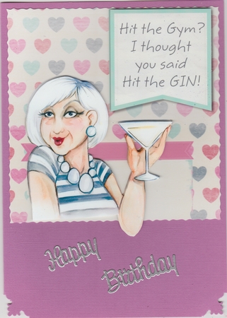 Humorous card Hit the GIN card 6 x 6 topper card by Susan Cummings