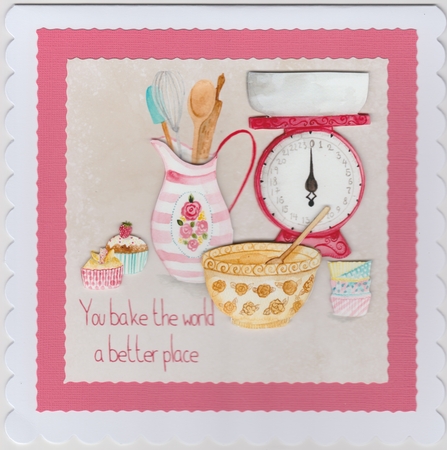 Home baking themed card for various occasions, 6 x 6 topper by Susan Cummings