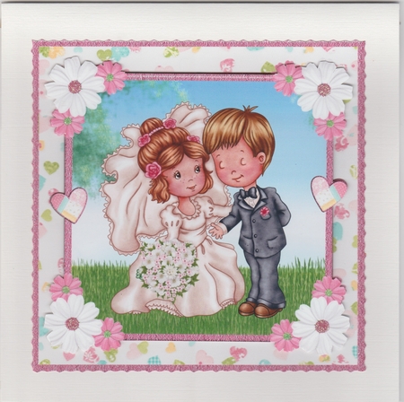 Sweet Wedding Couple 8x8 Card Mini Kit & Decoupage by Susan Cummings