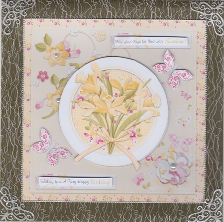 Sunshine Day Square Card Front with layering elements by Susan Cummings