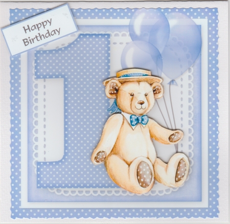 1st Birthday Teddy Bear by Susan Cummings