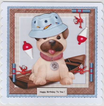 Male card Cute Puppy Gone Fishing by Susan Cummings