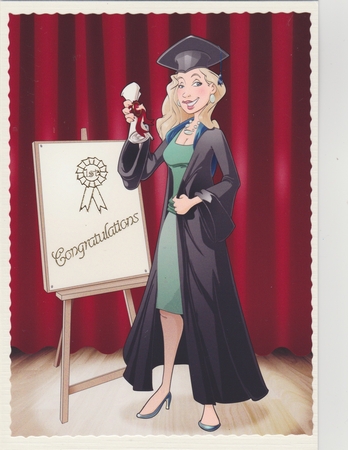 Graduation Dudess Blonde Hair Blank Board A4 by Susan Cummings
