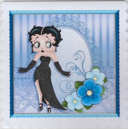 Betty Boop Card Front Blue Tone 2 by Susan Cummings