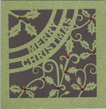 Merry Christmas with Holly Card by Susan Cummings