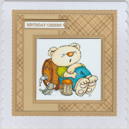 Beer Bear 6 X 6 Quick Card Topper (Tan/Brown) by Susan Cummings