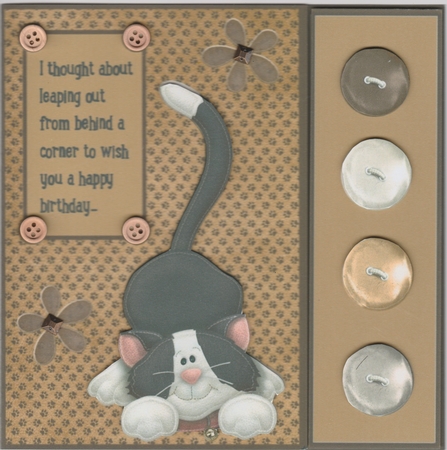 Leaping Kitty Birthday Card with Inserts, Decoupage and Envelope by Susan Cummings