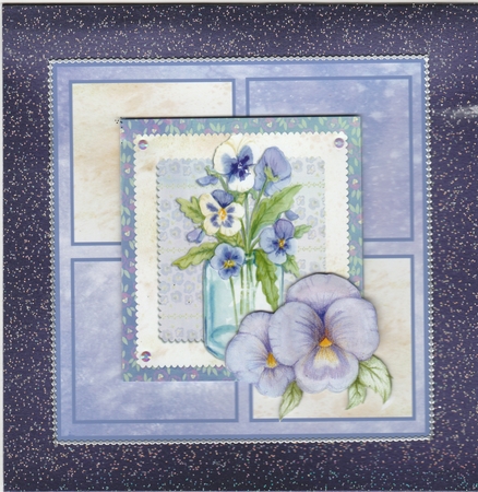 Vase of pansies by Susan Cummings