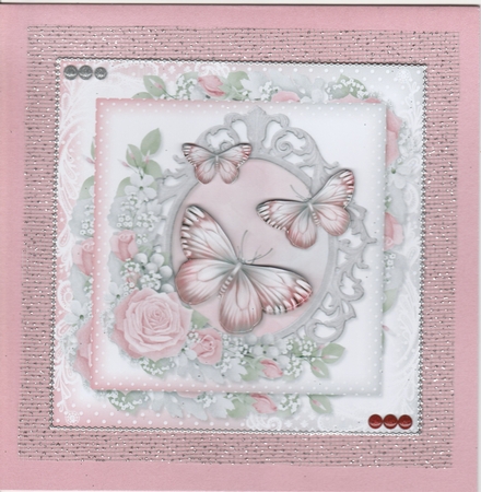 Pink and Grey Butterfly Floral Happy Retirement by Susan Cummings