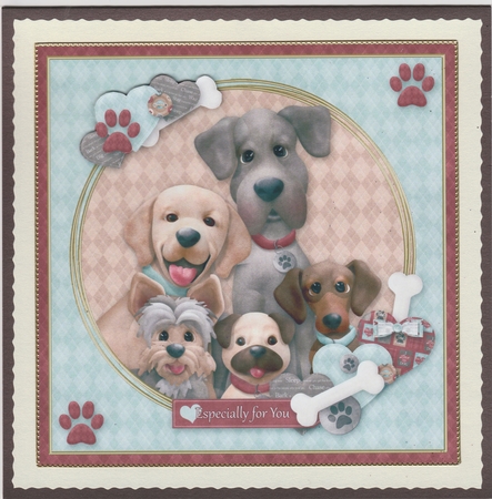Waggy Tails 8x8 Card Front Topper by Susan Cummings