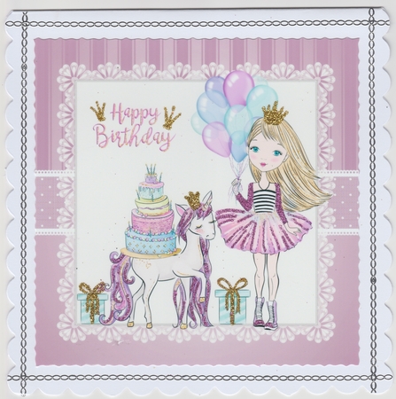 Unicorn Birthday Topper Plus Gift Tag (Light Hair) by Susan Cummings
