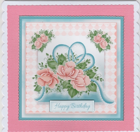 Cottage Blue & Orange Floral Bouquet Card Topper by Susan Cummings