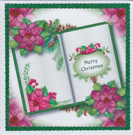 Open Book Christmas - Pink Poinsettias 8x8 by Susan Cummings