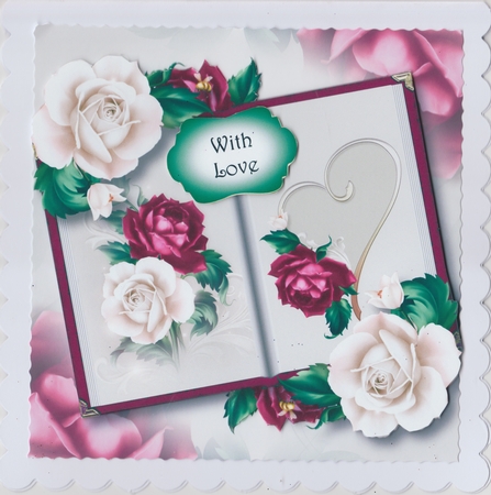 Open Book Flowers - Valentine Roses 8x8 by Susan Cummings
