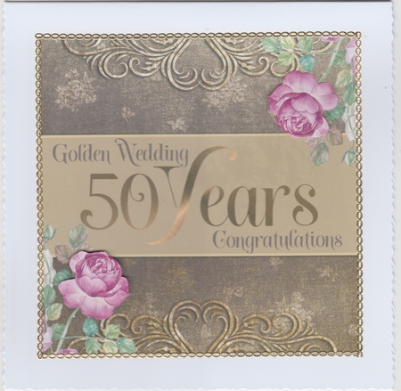 GOLDEN WEDDING 6X6 Quick card/Topper by Susan Cummings