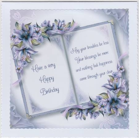 Blank Open Book - Purple Lilies by Susan Cummings