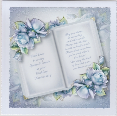 Blank Open Book - Blue Roses 8x8 by Susan Cummings