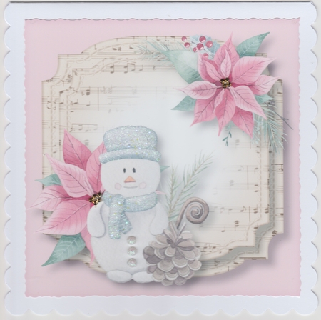 Sheet Music Watercolour Christmas - Snowman 8x8 by Susan Cummings