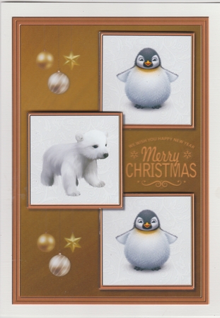 Christmas Animal 3 squared card front by Susan Cummings