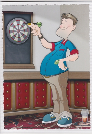Darts Dude Blue A4 by Susan Cummings