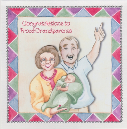 Congratulations to new Grand - Parents card , 6x6 topper with insert, decoupage and gift card by Susan Cummings