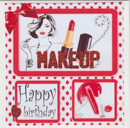 Makeup for the birthday girl in red polkadot with bling 8x8 by Susan Cummings