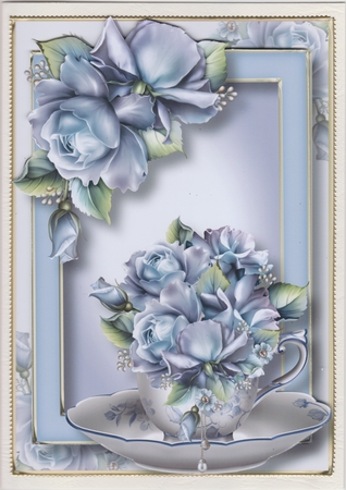 Teacup, Saucer & Flowers - Porcelain Roses by Susan Cummings