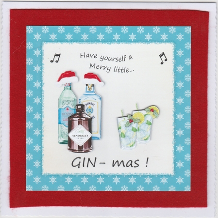 Gin themed Christmas card toppers 6x6 by Susan Cummings