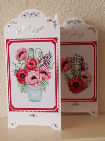 4 Red poppy toppers by Susan Cummings