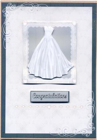 Silver Themed Wedding Decoupage Card Front by Susan Cummings