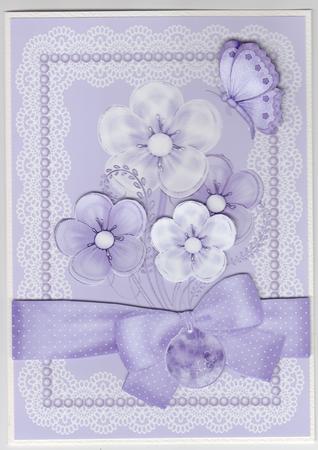 Flowers and Lace Step-by-step Card Front Blue by Susan Cummings