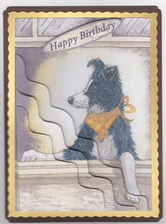 Border Collie Dog Dude Wavy Corner Side Stacker Topper by Susan Cummings