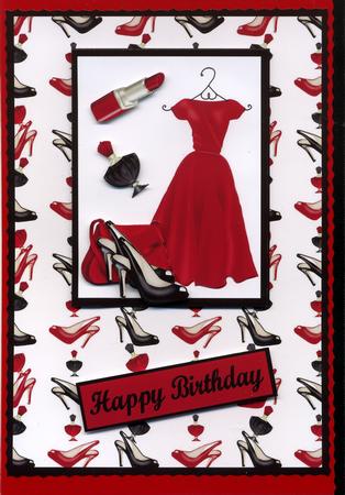 All a Woman Needs Decoupage Card Front by Susan Cummings