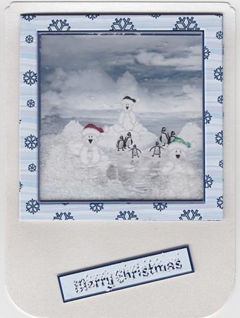 Christmas Polar Bear/penguin Scene Shaker Card by Susan Cummings