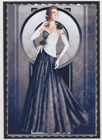 Art Deco Lady Rose (black) A4 by Susan Cummings
