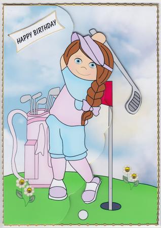 Golfing Gal with Decoupage by Susan Cummings