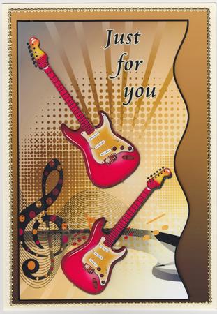 Just for You Wavy Edge Abstract Guitar by Susan Cummings