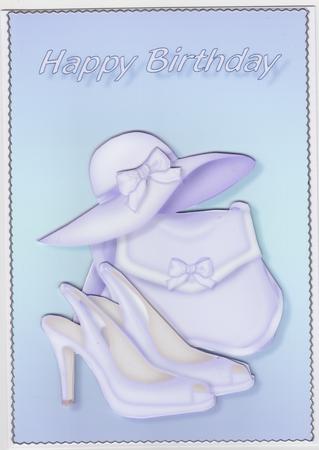 Going Out Lilac Birthday Card Front with Decoupage by Susan Cummings