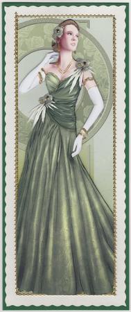 Art Deco Lady Rose (green) Large Dl by Susan Cummings
